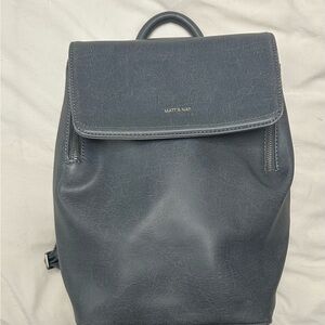 Matt & Nat Black Vegan Leather Flap Backpack